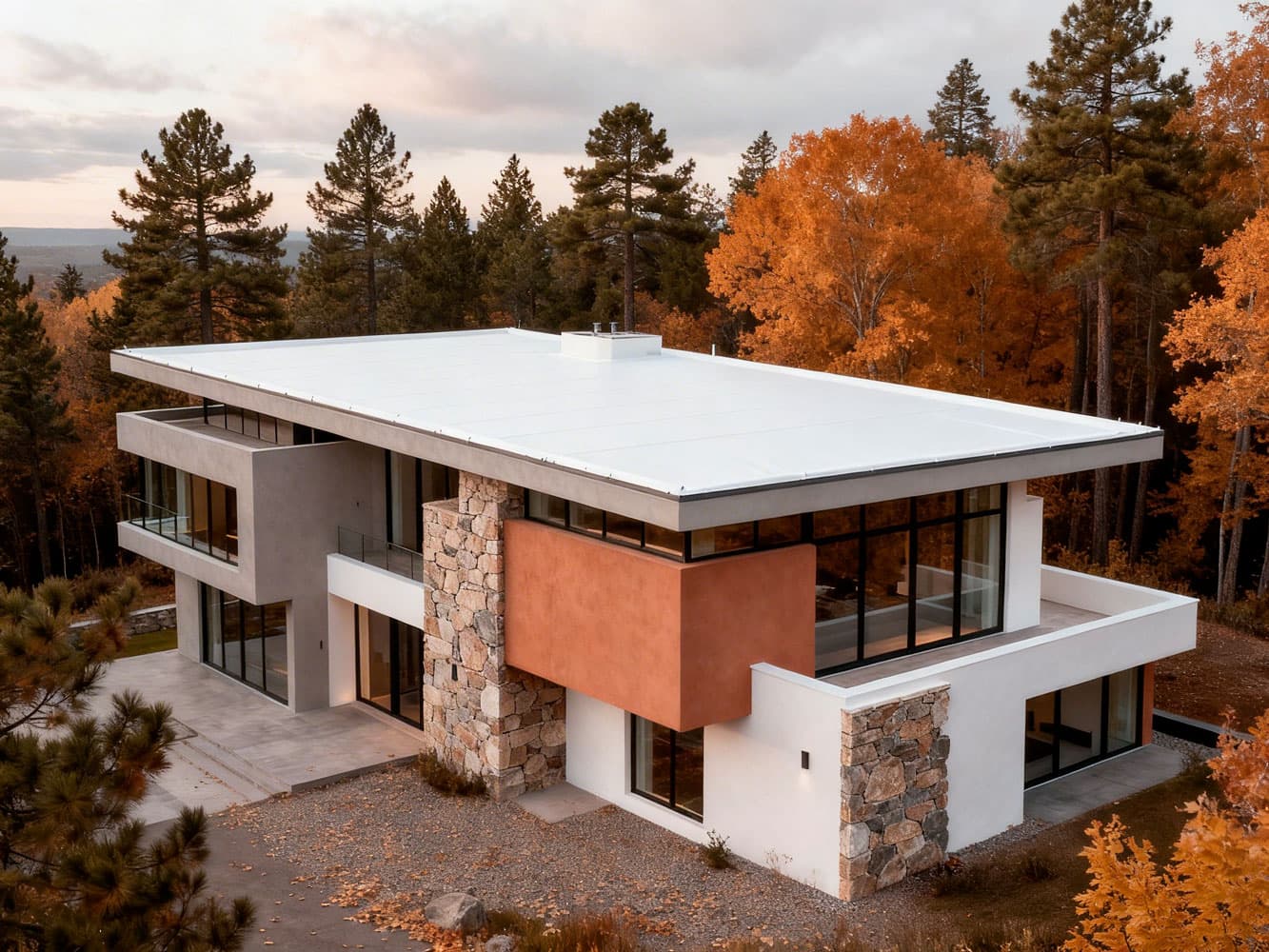 Профессиональный монтаж мембранной кровли из ПВХ для загородных домов и коттеджей. Технология обеспечивает идеальную герметичность, долговечность (до 30-50 лет) и устойчивость к перепадам температур . Материал сваривается горячим воздухом без открытого огня, что безопасно для деревянных конструкций . Идеальное решение для плоских и малоуклонных крыш современных частных домов. Работы под ключ с гарантией от компании «КровляФасадСистема» в СПб и Ленобласти.