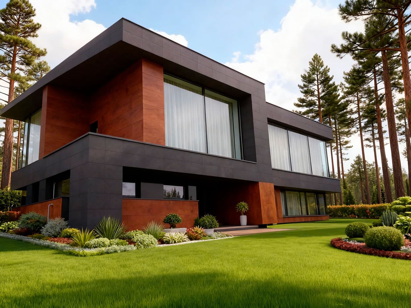 Профессиональное устройство навесного вентилируемого фасада для частных домов и коттеджей. Технология включает утепление минеральной ватой, защиту от влаги и финишную облицовку (керамогранит, фиброцементные панели, сайдинг). Обеспечивает отличную теплоизоляцию, выведение конденсата и долговечность конструкции. Работы под ключ от компании «КровляФасадСистема».