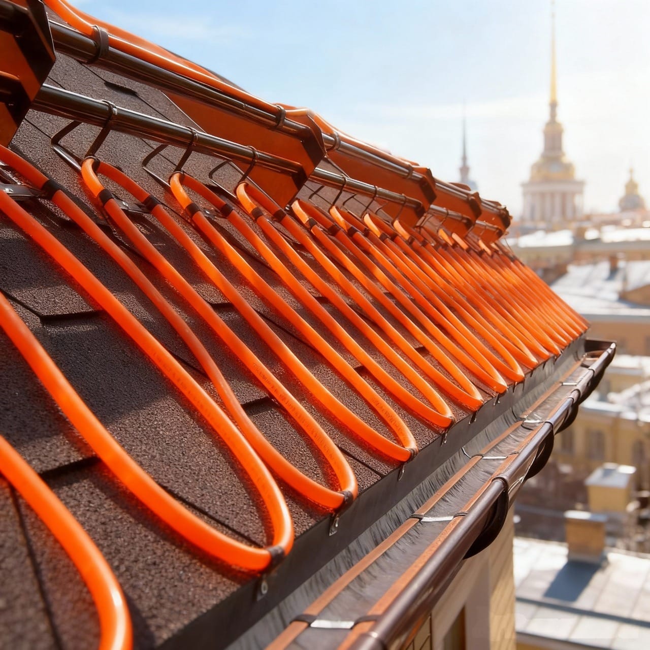 Монтаж водосточной системы и обогрева кровли от 250 руб.